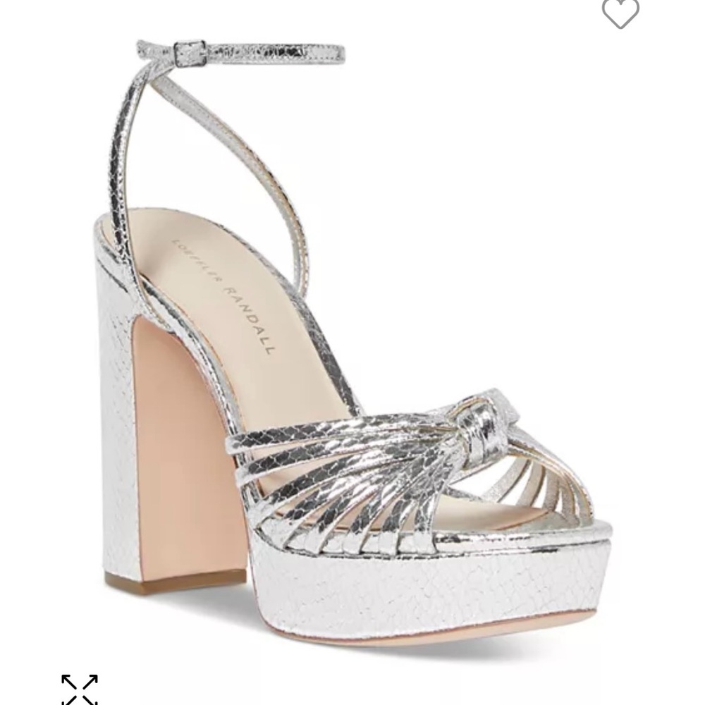 NEW Loeffler Randall Metallic Silver Rivka Emsk Ankle Strap Platform Sandals 8.5
